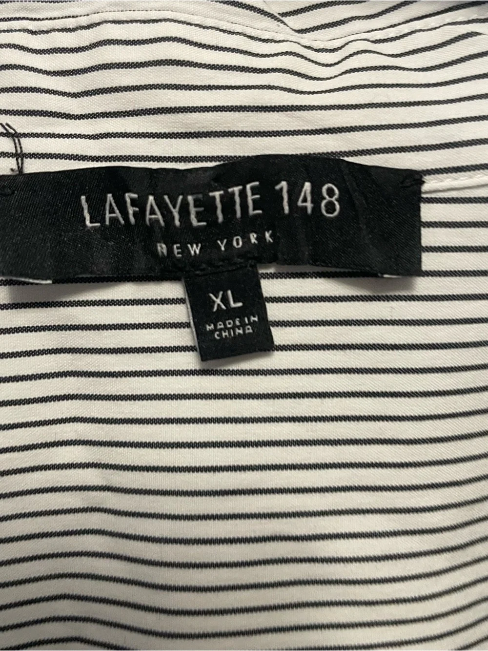 Lafayette 148 New York Black & White Pinstripe Button Down Shirt Blouse Sz XL - Picture 3 of 6